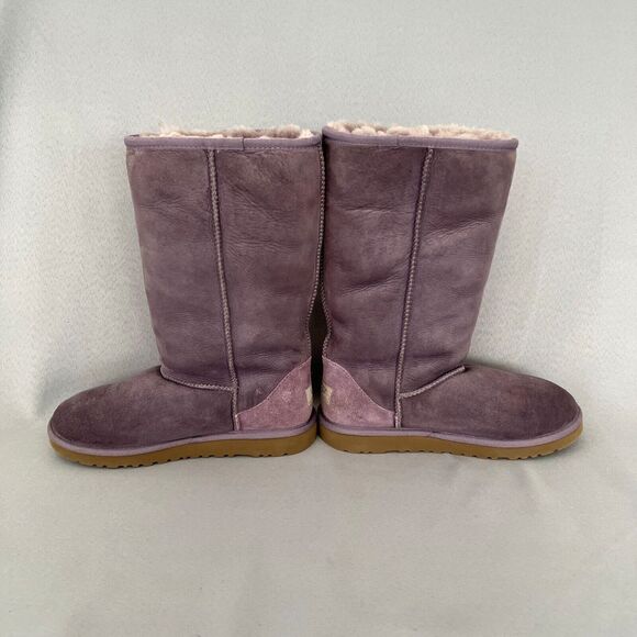 Womens UGG Boots Classic Tall Purple Sheepskin Suede Wool Boho Malibu Sz 6 Fits7 - Picture 14 of 16
